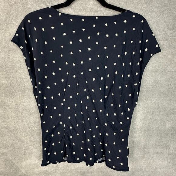 Madewell Top Womens 8 Navy Ditsy Floral V Neck Cap Sleeve Romantic Feminine - Picture 6 of 12
